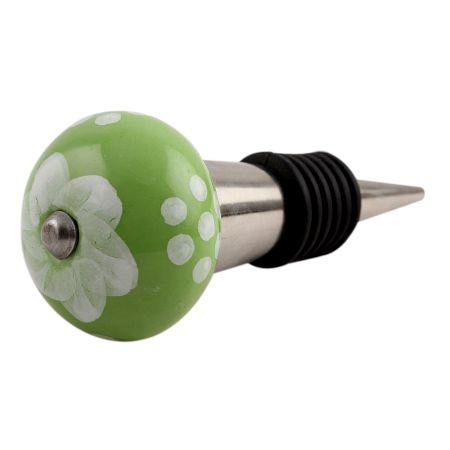 Soft Green Ceramic Wine Stopper (Pack Of One Piece)